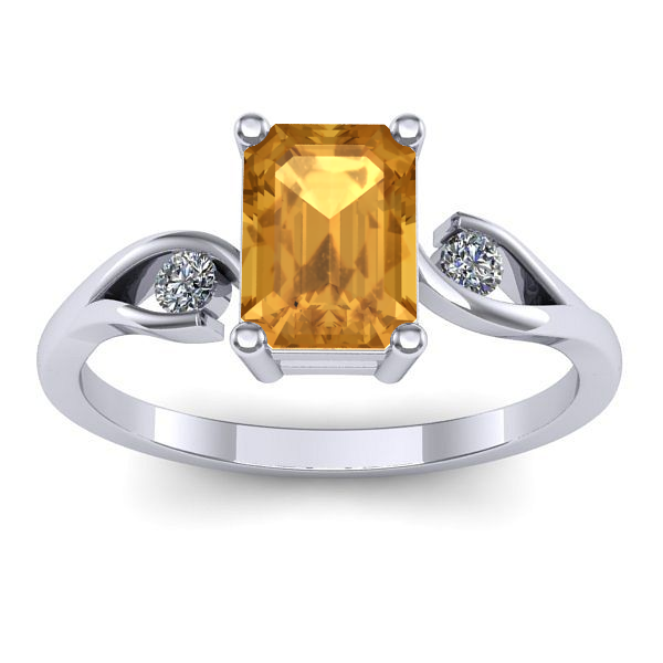 Inel cu citrin dreptunghiular