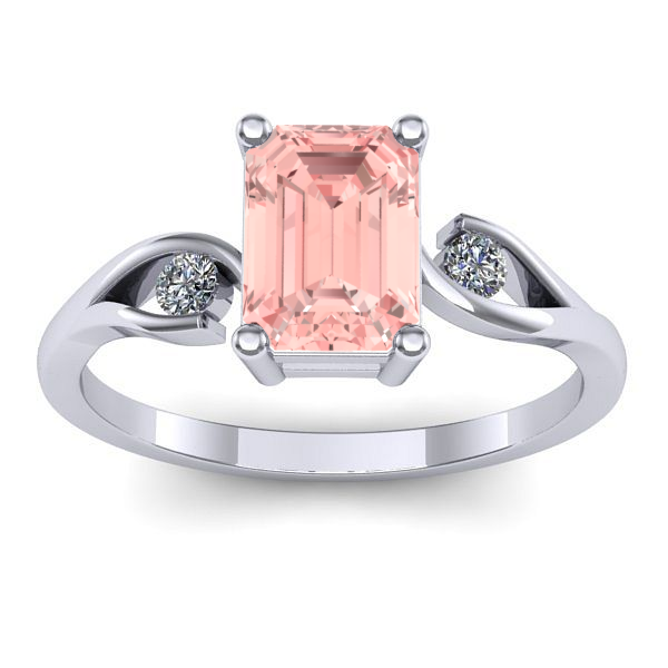 Inel de logodna cu diamant de laborator roz dreptunghiular