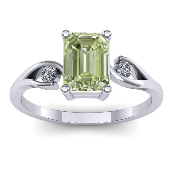 Inel cu diamant de laborator verde dreptunghiular