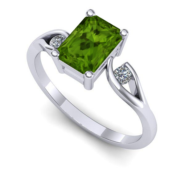 Inel din aur alb cu peridot