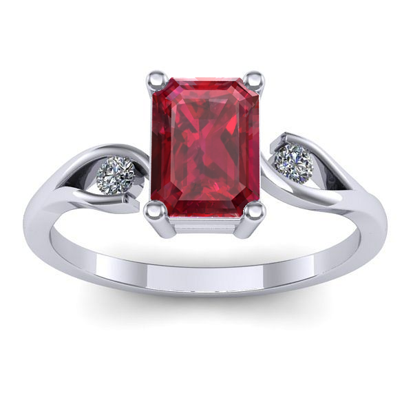 Inel de logodna cu rubin dreptunghiular