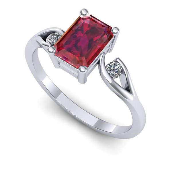 Inel logodna din aur alb cu rubin