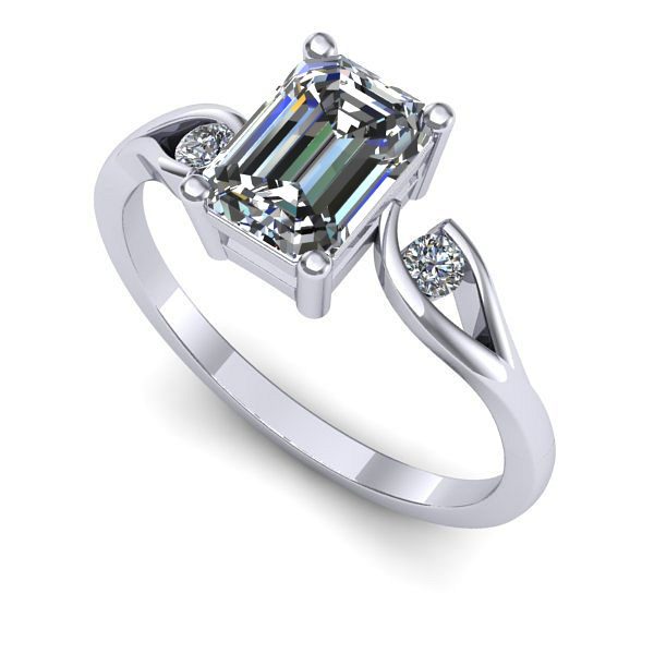 Inel de logodna din aur alb cu safir alb