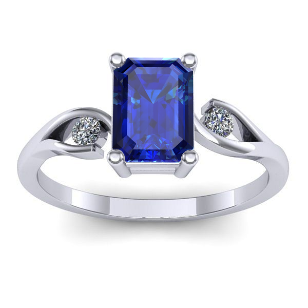 Inel de logodna cu safir dreptunghiular