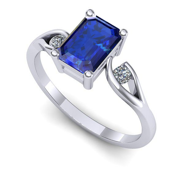 Inel de logodna din aur alb cu safir