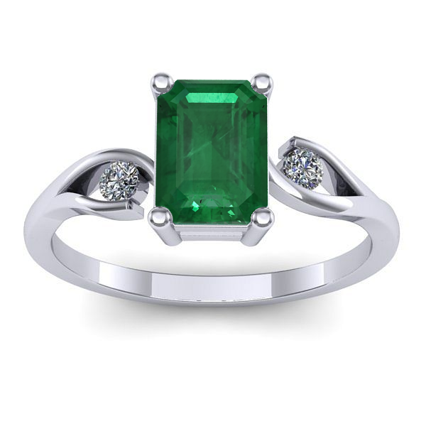 Inel cu smarald dreptunghiular