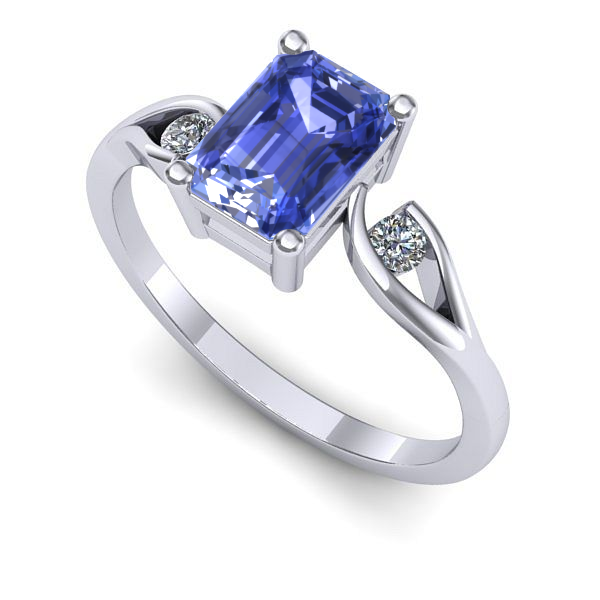 Inel logodna din aur alb cu tanzanit