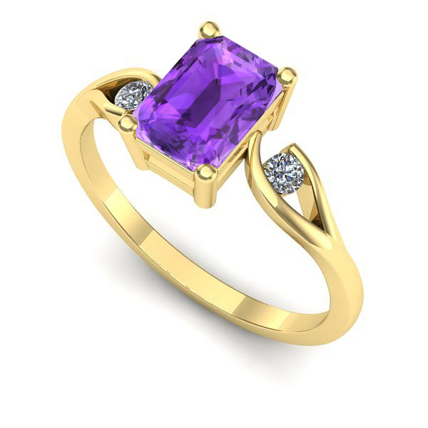 Inel de logodna din aur galben cu ametist