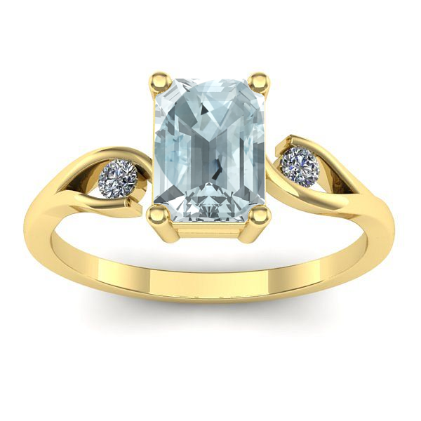 Inel cu aquamarin dreptunghiular