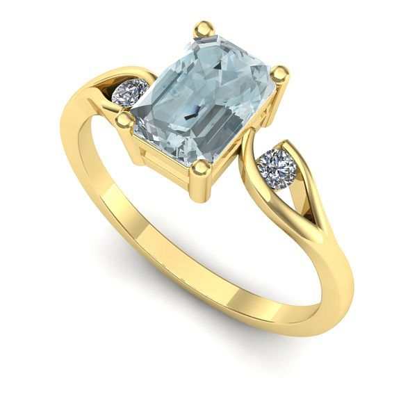 Inel de logodna din aur galben cu aquamarin