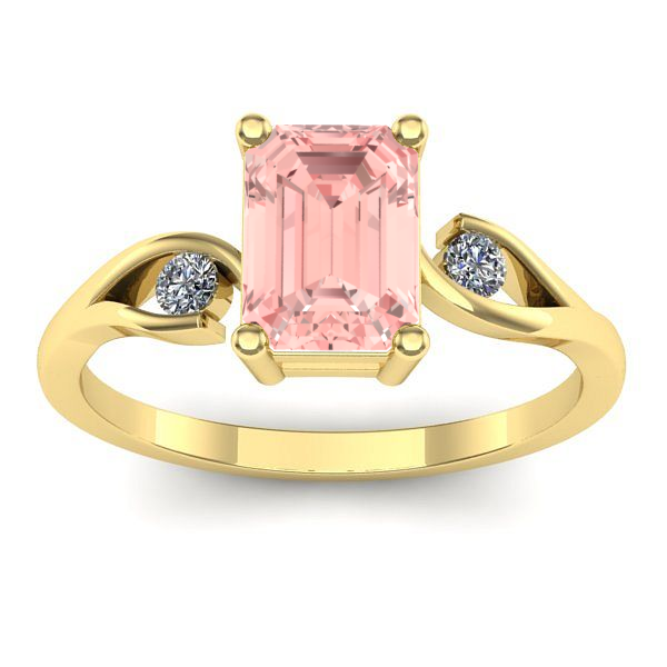 Inel de logodna cu diamant de laborator roz dreptunghiular