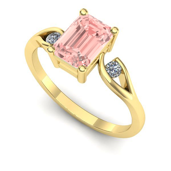 Inel de logodna din aur galben cu diamant de laborator roz