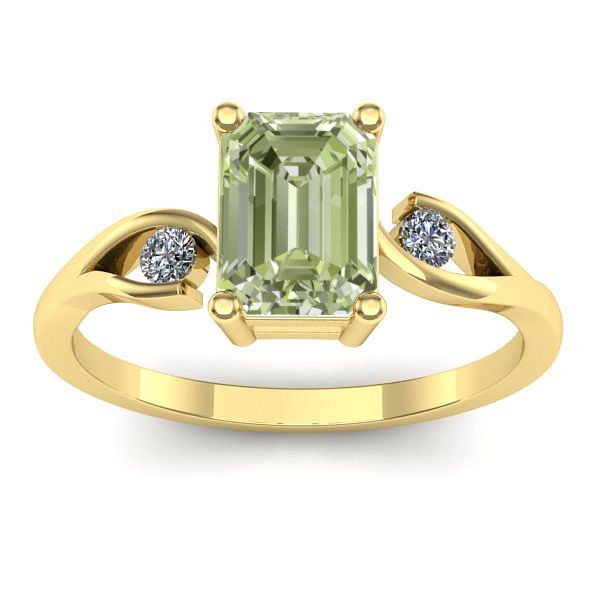 Inel cu diamant de laborator verde dreptunghiular