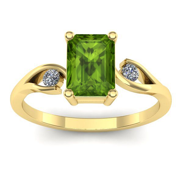 Inel cu peridot dreptunghiular