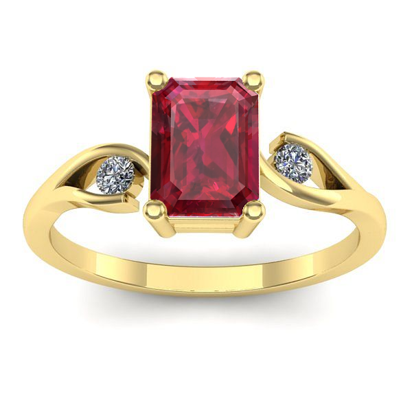 Inel de logodna cu rubin dreptunghiular