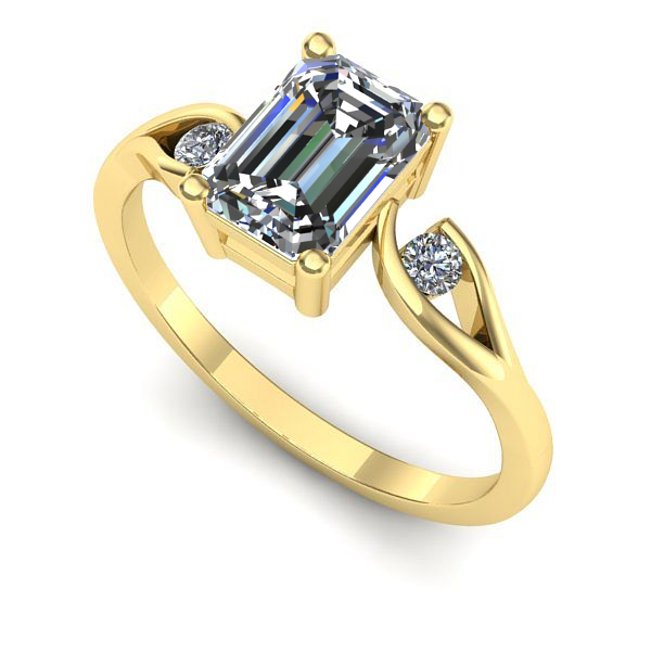 Inel logodna din aur galben cu diamant de laborator