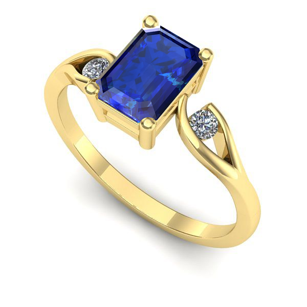 Inel logodna din aur galben cu safir