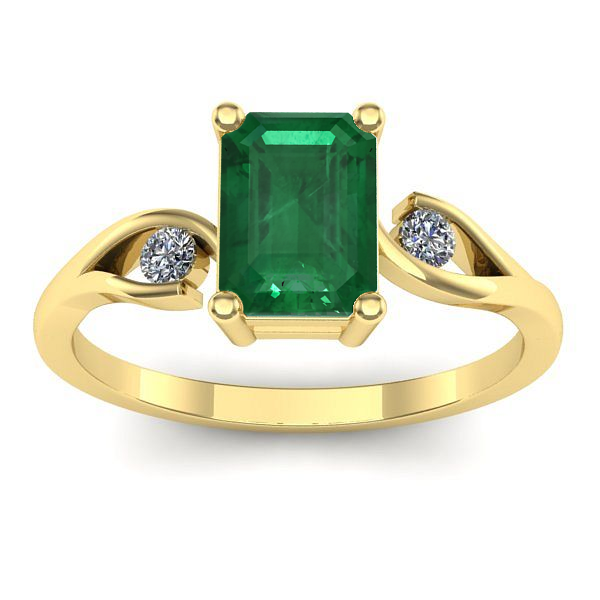 Inel de logodna cu smarald dreptunghiular