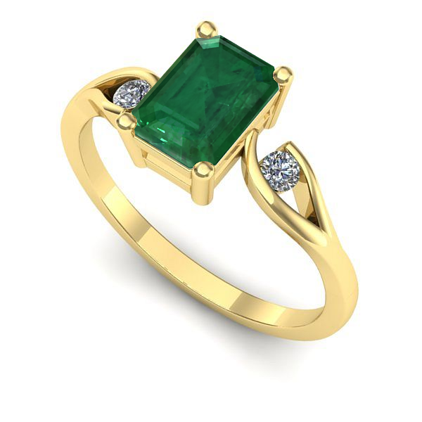 Inel din aur galben cu smarald