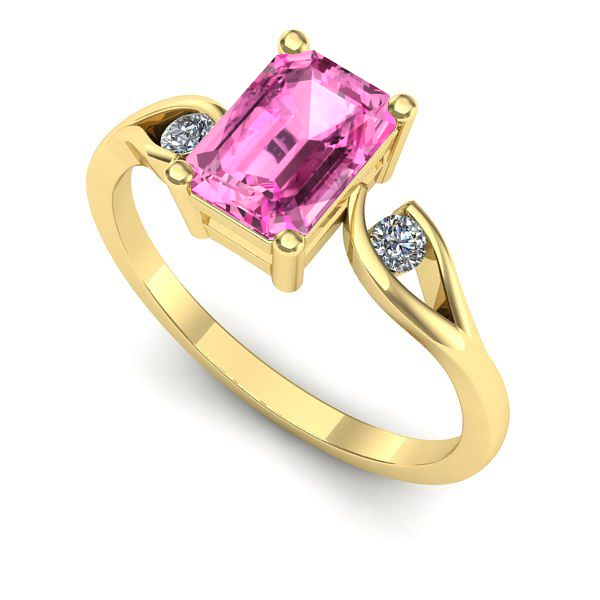 Inel logodna din aur galben cu safir roz