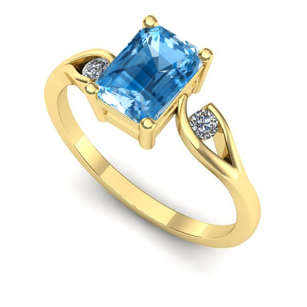 Inel de logodna din aur galben cu topaz blue