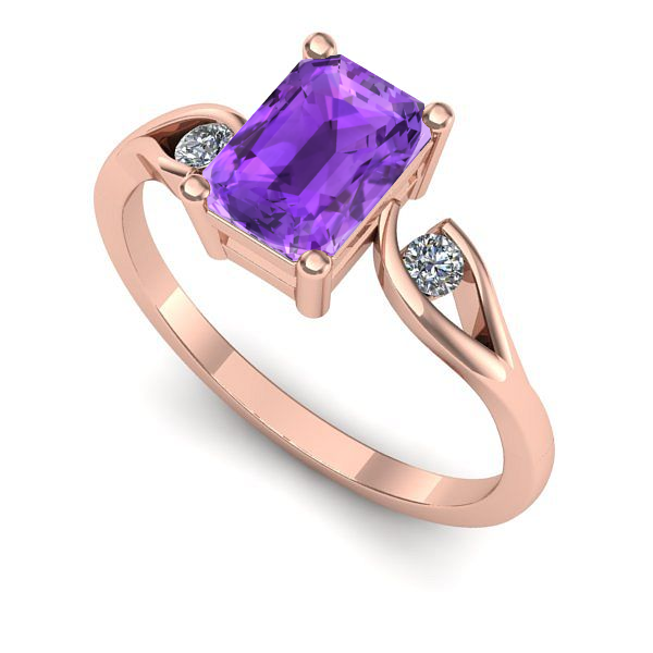 Inel logodna din aur roz cu ametist