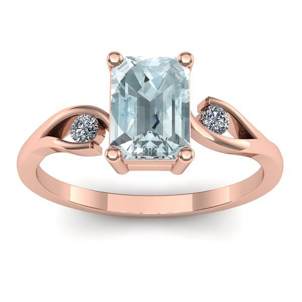 Inel de logodna cu aquamarin dreptunghiular