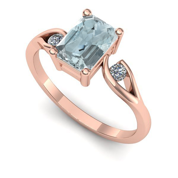 Inel din aur roz cu aquamarin