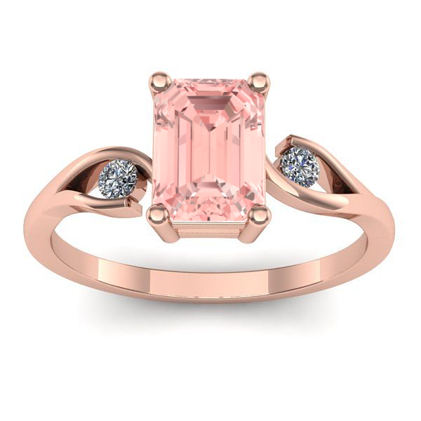 Inel de logodna cu diamant de laborator roz dreptunghiular
