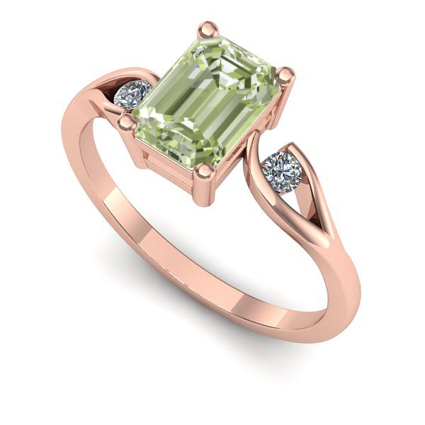 Inel logodna din aur roz cu diamant de laborator verde