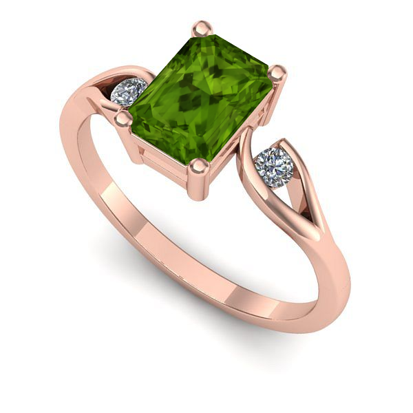 Inel de logodna din aur roz cu peridot