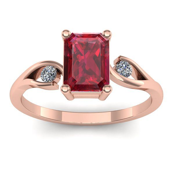 Inel de logodna cu rubin dreptunghiular
