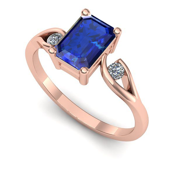 Inel de logodna din aur roz cu safir