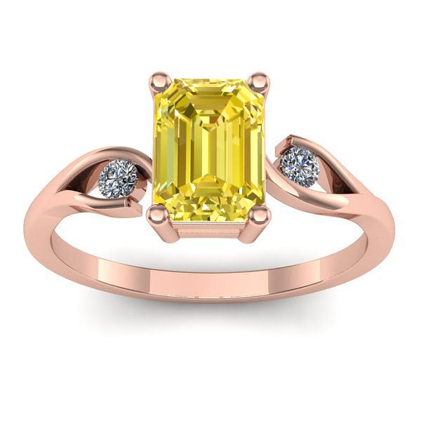 Inel logodna cu safir galben dreptunghiular