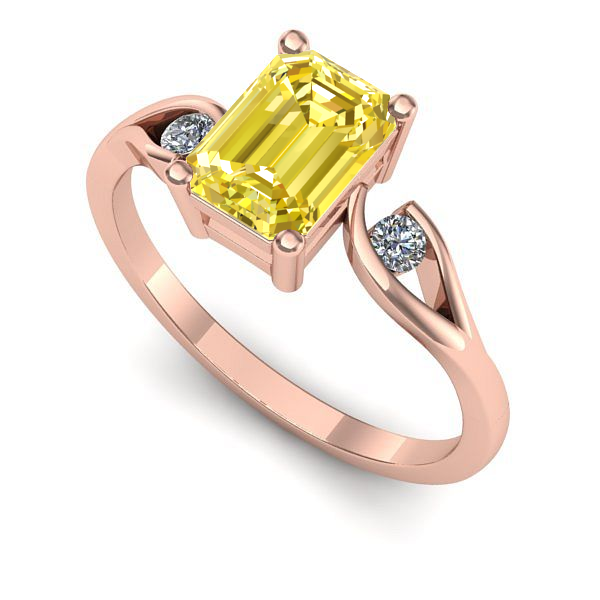 Inel de logodna din aur roz cu safir galben