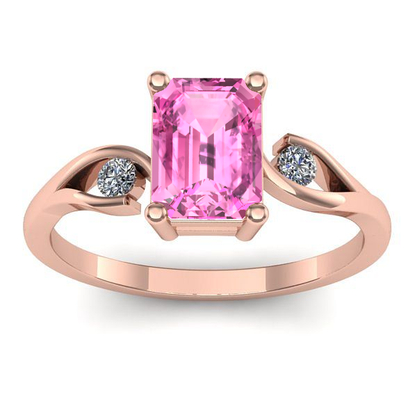 Inel cu safir roz dreptunghiular