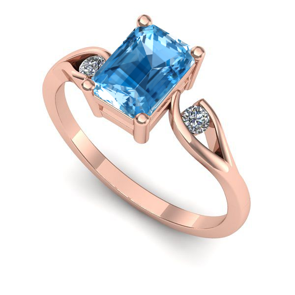 Inel din aur roz cu topaz blue