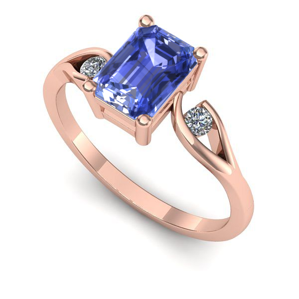 Inel de logodna din aur roz cu tanzanit