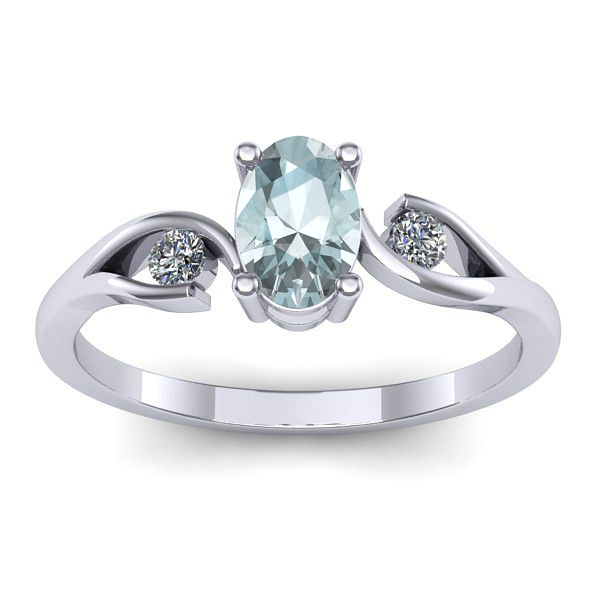 Inel cu aquamarin oval