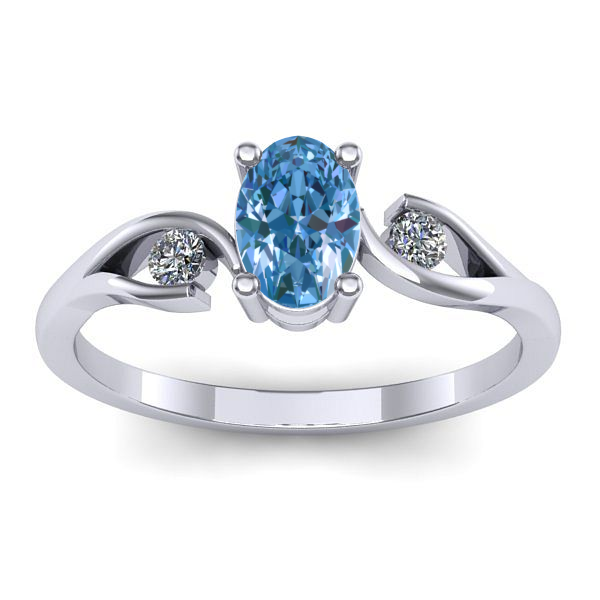 Inel cu diamant de laborator albastru oval