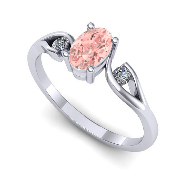 Inel din aur alb cu diamant de laborator roz