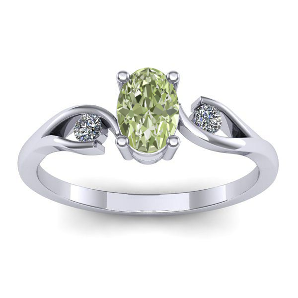 Inel de logodna cu diamant de laborator verde oval