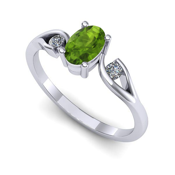 Inel din aur alb cu peridot