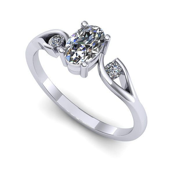 Inel din aur alb cu safir alb