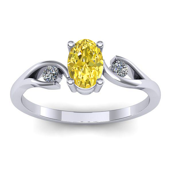 Inel cu safir galben oval