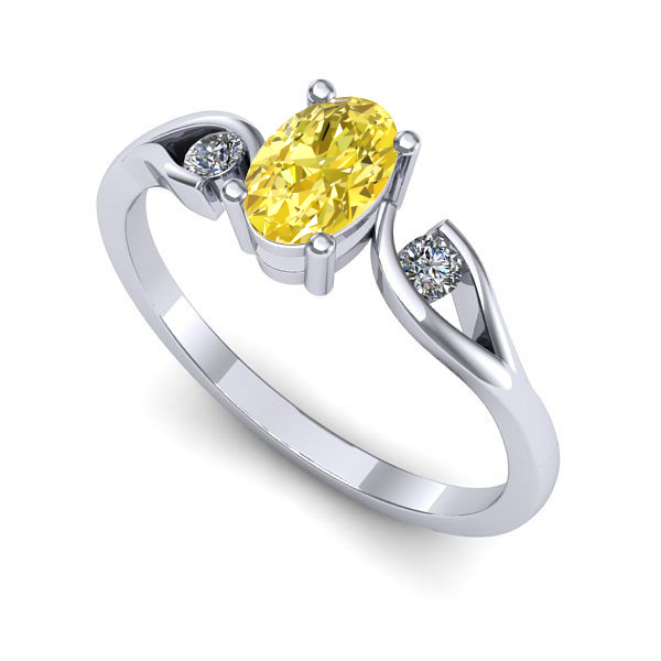 Inel logodna din aur alb cu safir galben