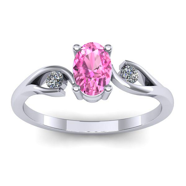 Inel cu safir roz oval