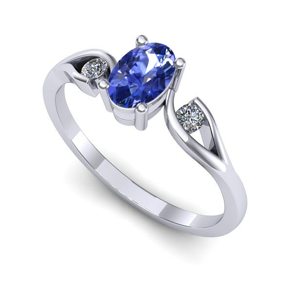 Inel de logodna din aur alb cu tanzanit