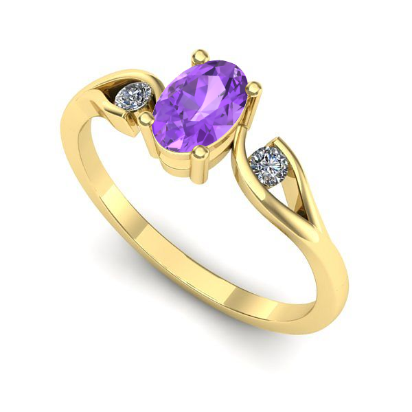 Inel de logodna din aur galben cu ametist