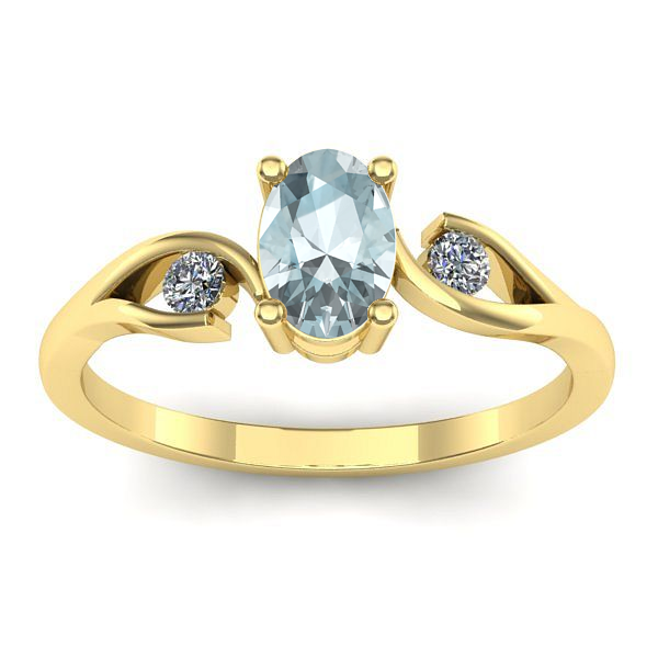 Inel de logodna cu aquamarin oval